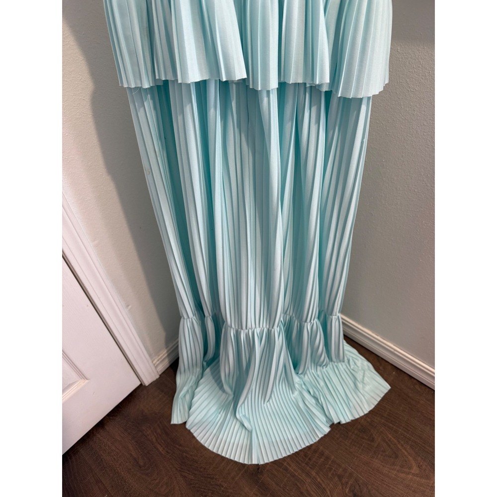 ASOS DESIGN Pleated Ruffle Maxi Dress Mint Green‎ Strappy Tiered Occasion - Picture 3 of 9
